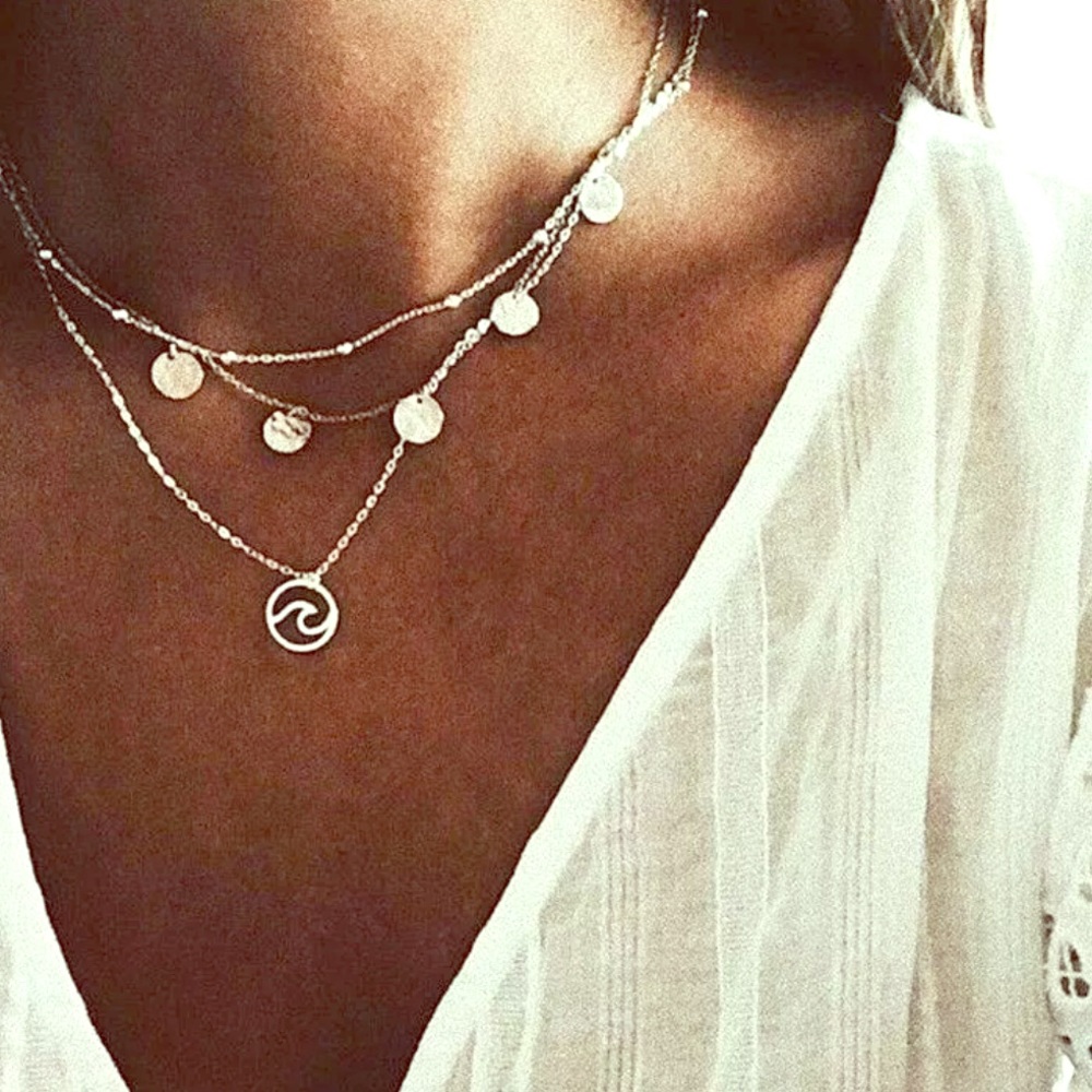 Silver Boho Ocean/Wave Necklace